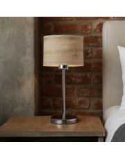 Chromowana lampka na stolik nocny NICEA ECO z designerskim abażurem