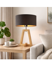 Nastrojowa lampa stołowa drewniana do sypialni i salonu CLIO GOLD