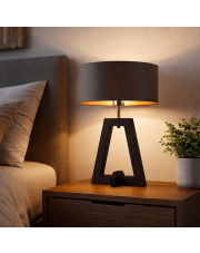 Nastrojowa lampa stołowa drewniana do sypialni i salonu CLIO GOLD