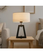 Biała lampka nocna z drewna CLIO ECO w stylu skandynawskim