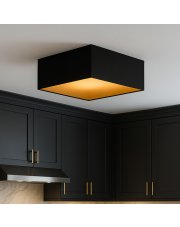 Czarna lampa sufitowa do kuchni ALABAMA GOLD z kwadratowym abażurem 40x40 cm
