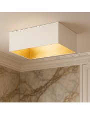 Biała lampa sufitowa do biura ALABAMA GOLD z kwadratowym abażurem 40x40 cm ze złotym wnętrzem