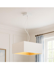Pojedyncza lampa wisząca do salonu SANGRIA GOLD z białym abażurem ze złotym wnętrzem