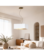 Pojedyncza lampa wisząca do salonu SANGRIA GOLD z białym abażurem ze złotym wnętrzem