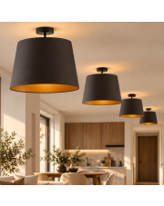 Czarna lampa sufitowa KAIR GOLD do salonu z abażurem ze złotym wnętrzem