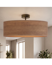 Skandynawska lampa sufitowa z dużym abażurem do sypialni WENECJA ECO fi - 60 cm - kolor orzechowy