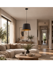 Czarna lampa wisząca do salonu z regulacją wysokości SARI GOLD w stylu glamout