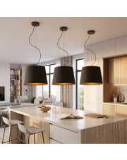 Czarna lampa wisząca z abażurem ze złotym wnętrzem TUNIS GOLD w stylu glamour