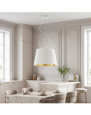 Biała lampa wisząca do kuchni w stylu glamour TUNIS GOLD z abażurem ze złotym wnętrzem