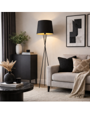 Czarna lampa podłogowa na trójnogu TOKIO GOLD