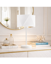 Biała lampka stołowa na komodę WUHU GOLD w stylu glamour