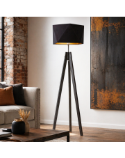 Drewniana lampa podłogowa na trójnogu LAGOS GOLD