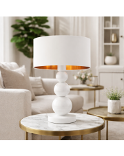 Biała lampa stołowa z abażurem HONOLULU GOLD lampa stołowa z kulkami glamour