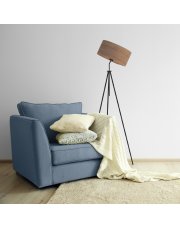 Designerska lampa stojąca na trójnogu MALMO ECO z fornirowym kloszem