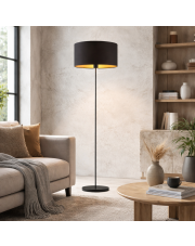 Piękna lampa stojąca do salonu czarna WERONA GOLD lampa podłogowa LED do czytania czarna