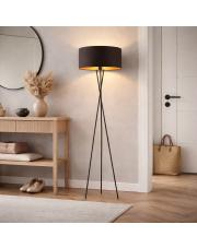 Czarna lampa stojąca z abażurem PARYŻ GOLD