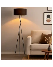 Czarna lampa stojąca z abażurem PARYŻ GOLD
