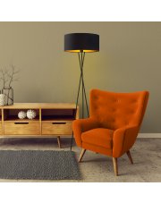 Czarna lampa stojąca z abażurem PARYŻ GOLD