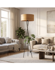 Czarna lampa podłogowa na trójnogu do salonu PARYŻ ECO w stylu skandynawskim