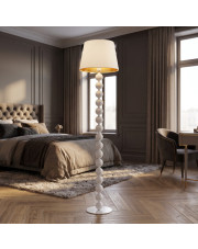 Biała lampa podłogowa do sypialni BANGKOK GOLD w stylu glamour