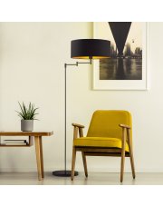 Czarna lampa stojąca LED do czytania w salonie CANCUN GOLD