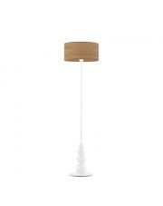 Nowoczesna lampa podłogowa do sypialni ROMA ECO z abażurem imitującym fornir