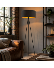 Czarna lampa stojąca do sypialni w stylu glamour SEWILLA GOLD