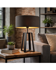 Czarna lampa stołowa do salonu THOR GOLD z abażurem