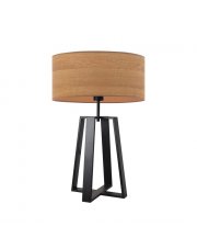 Czarna lampa stołowa do salonu THOR ECO z fornirowym kloszem