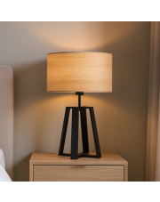 Czarna lampa stołowa do sypialni THOR ECO z designerskim abażurem