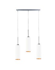 Biała lampa wisząca do kuchni BORNEO GOLD z potrójnym źródłem światła