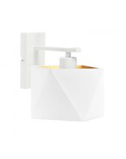Biała lampa ścienna do salonu ODESSA GOLD z abażurem ze złotym wnętrzem 