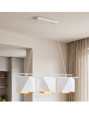 Nowoczesna lampa wisząca biała MALIBU GOLD z trzema kloszami