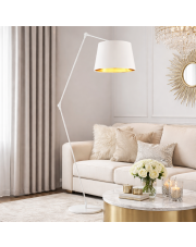 Biała lampa stojąca do czytania z regulacją kąta padania światła MANILA GOLD