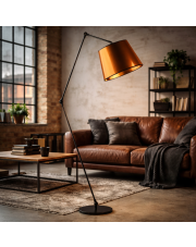 Czarna lampa stojąca z regulacją kąta padania światła MANILA MIRROR w stylu loftowym