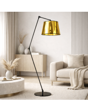 Lampa stojąca z regulowanym ramieniem w stylu glamour MANILA MIRROR czarno-złota