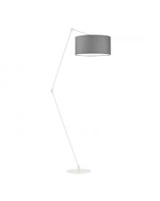 Lampa podłogowa stalowa z szarym kloszem i regulowanym ramieniem BARI