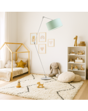 Nowoczesna lampa podłogowa dla dzieci BARI z regulowanym kloszem w kolorze mięty