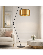 Czarno złota lampa podłogowa do salonu w stylu glamour BARI MIRROR
