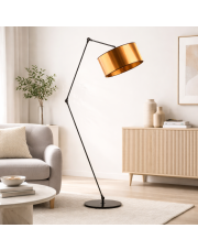 Czarna lampa stojąca do salonu BARI MIRROR na wysięgniku regulowanym do czytania