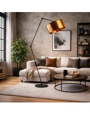 Czarna lampa stojąca do salonu BARI MIRROR na wysięgniku regulowanym do czytania