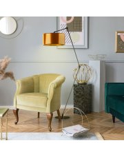 Czarna lampa stojąca do salonu BARI MIRROR z miedzianymi detalami