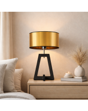 Designerska lampa stołowa z drewnianą podstawą CLIO MIRROR