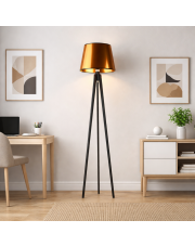 Drewniana lampa stojąca do sypialni CURACAO MIRROR