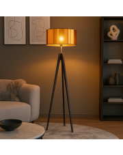 Lampa stojąca drewniana do salonu HAITI MIRROR