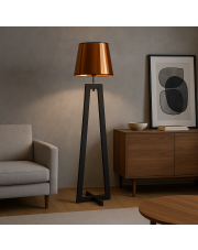 Lampa drewniana stojąca do salonu KOS MIRROR