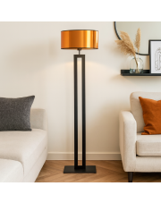 Designerska lampa podłogowa do salonu KALIFORNIA MIRROR czarna/miedziana