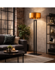 Nowoczesna lampa podłogowa do salonu KALIFORNIA MIRROR czarna/miedziana
