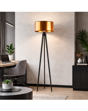 Drewniana lampa stojąca na trójnogu w stylu glamour MIAMI MIRROR