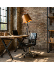 Czarno-miedziana lampa stojąca w stylu industrialnym OSLO MIRROR
